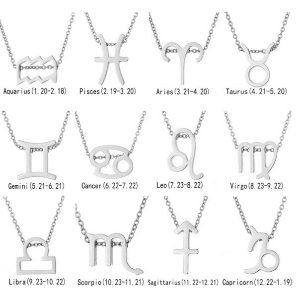 12 Zodiac Sign Necklaces With Gift Card Constellations Pendant Necklace Jewelry - Image 2