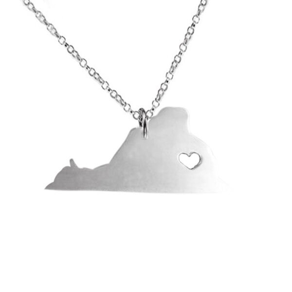 USA Virginia State Map Stainless Steel Pendant Necklace - Image 2