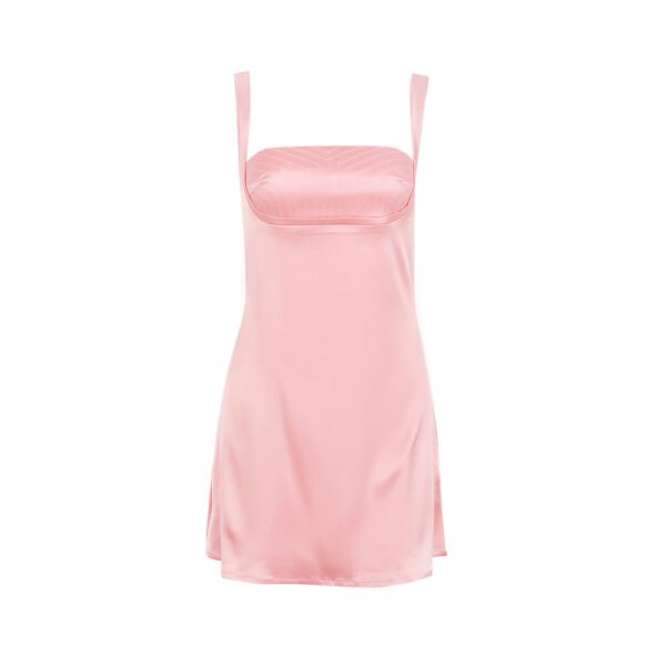 Strap Colored Cut Out Open Back Skirt French Dress Dressed Girl - Image 2