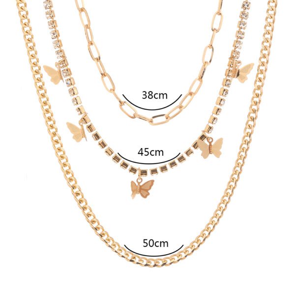 Butterfly diamond-studded multi-layer necklace - Image 7