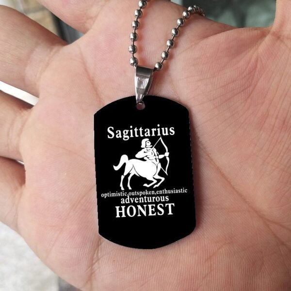 12 Constellation Black Stainless Steel Pendant Dog Army Tag Necklace - Image 9