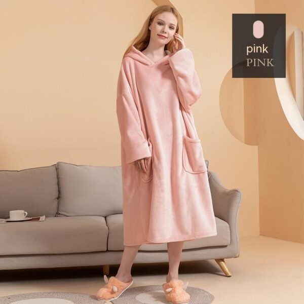 Autumn And Winter Thickened Hooded Double-layer Composite Flannel Lazy Blanket Home Wear - Image 2