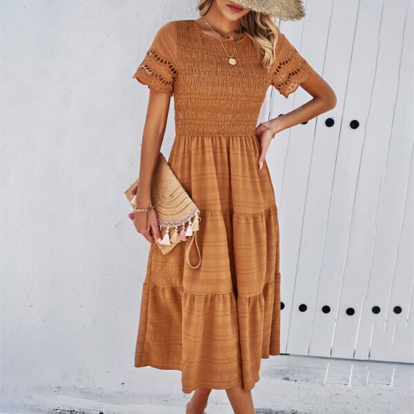 Women's Temperament Smocking Hollow Dress - Image 5