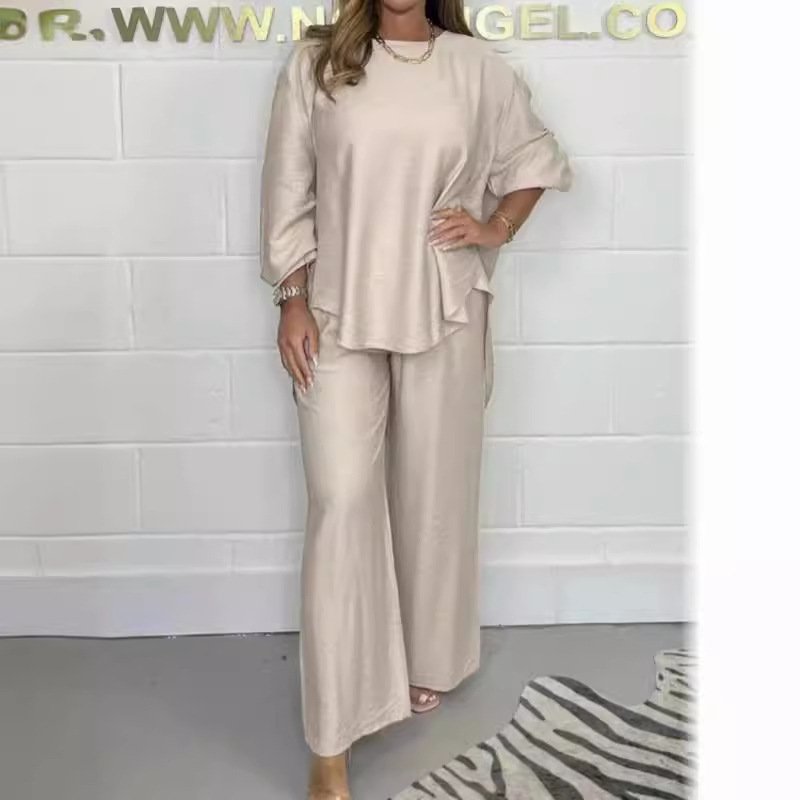 Acetate Satin Long Wide-leg Pants Dovetail Suit - Image 2