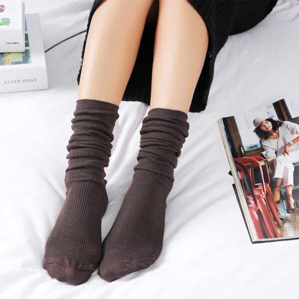 Women's Thin Solid Color Retro Long Socks - Image 9