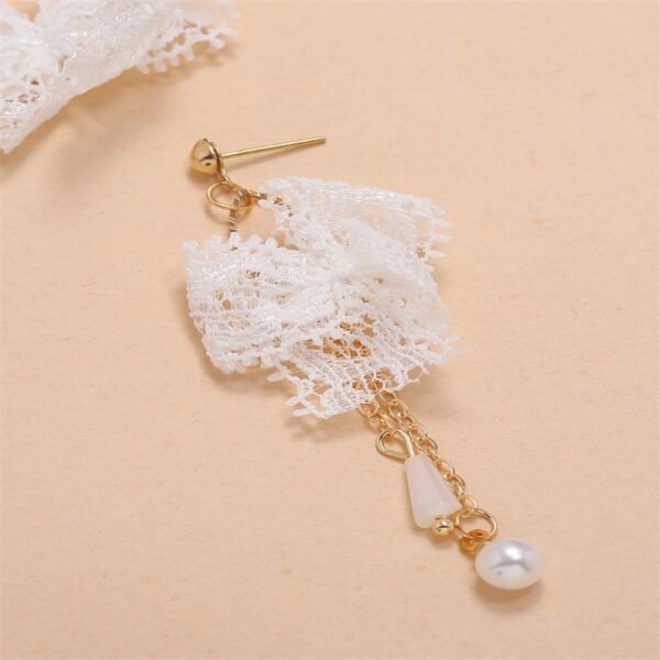 Japanese And Korean Lace Bow Tassel Sweet Earrings - Image 4