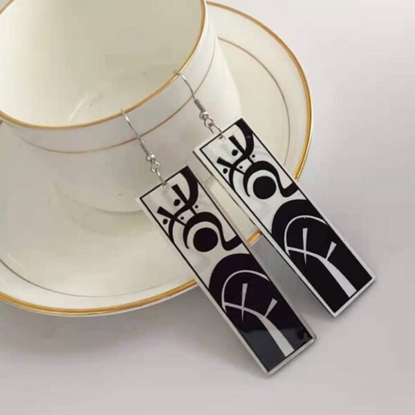 Anime Tokyo Revengers Earrings Jewelry Vintage Tattoo Runes Rectangle Acrylic Pendant Dangle Earrings - Image 4
