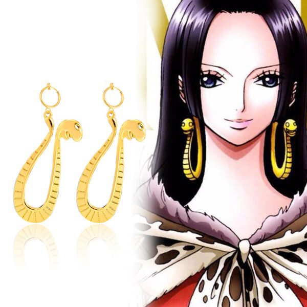 Anime One Piece Boa Hancock Snake Pendant Statement Earrings - Image 2