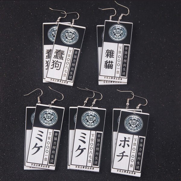 Anime Kakegurui Jabami Yumeko Saotome Meari Suzui Ryota Acrylic Card Drop Earrings - Image 2