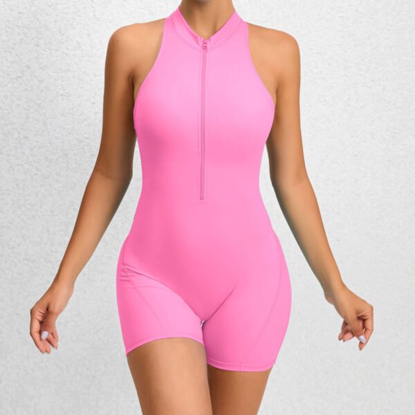 Zippered Yoga Fitness Shorts Jumpsuit Sleeveless Tummy Control Stretch Shapewear Butt Lifting Sportswear Women - Image 6