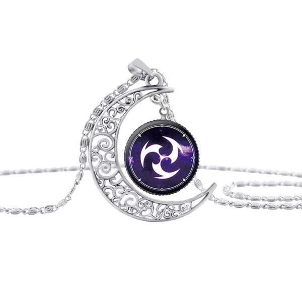 Vintage Hollow Moon Pendant Necklace Genshin Impact Eye of God Weapon Props Dome Glass Necklaces For Women - Image 2