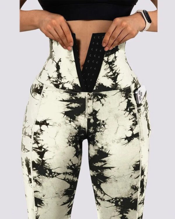 Women's Yoga Sports Patchwork Pocket Tie-dye Leggings - Image 6
