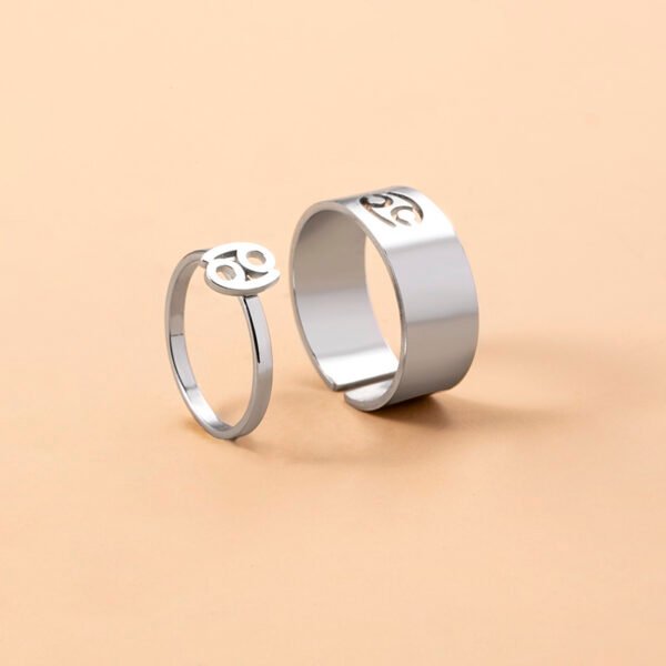 12 Constellation Sign Stainless Steel Couple Ring Knuckle Finger Rings - Image 5