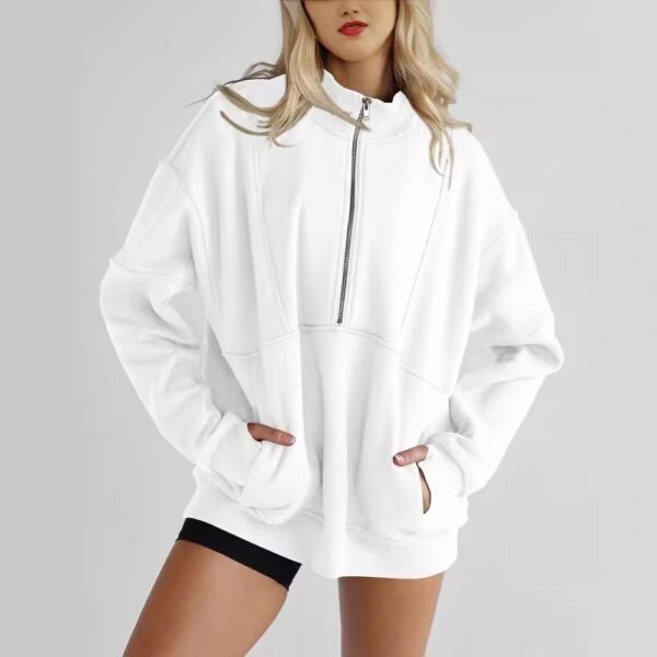 Women's Zipper Pocket Fashion Casual Exercise Sweater - Image 3