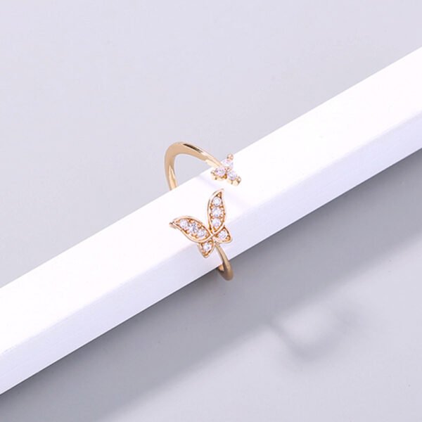 Butterfly Sparkly Zircon Open Adjustable Ring - Image 3