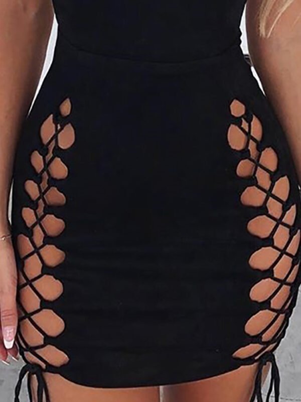 Women's Wear Black Lace-up Dress - Image 7