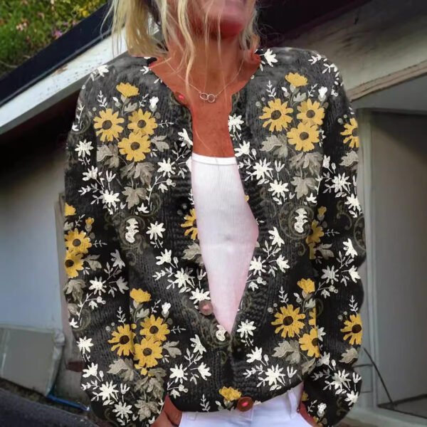 3D Digital Printing Cardigan Knitted Coat Women - Image 3