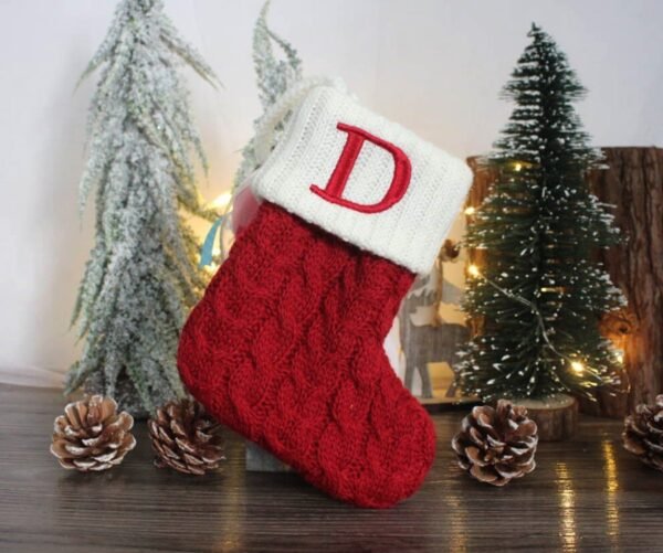 Woolen Knitted Christmas Letter Socks Decoration Pendant Gift Bag - Image 7