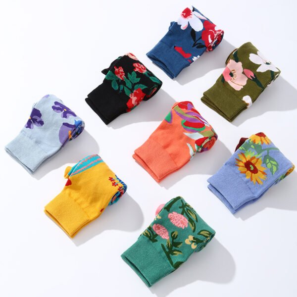 Autumn And Winter Flower Mid-calf Female Cotton Socks - Image 2