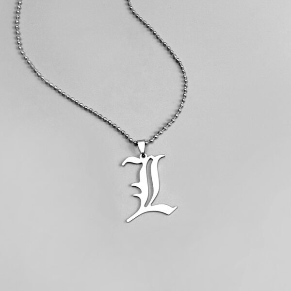 Death Note L Lawliet Stainless Steel Necklace Old English Letter Pendant Jewelry - Image 8