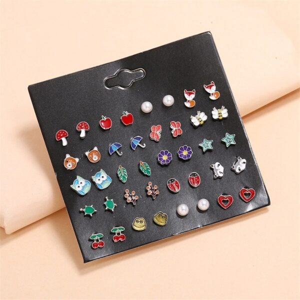 20 Pairs Of Cute All-Match Animal Fruit Combination Set Earrings - Image 3