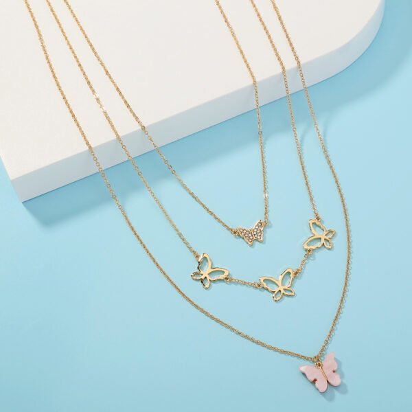 Accessories Style Multi-butterfly Tassel Necklace Stylish Multi-layer Wearing Neck Chain