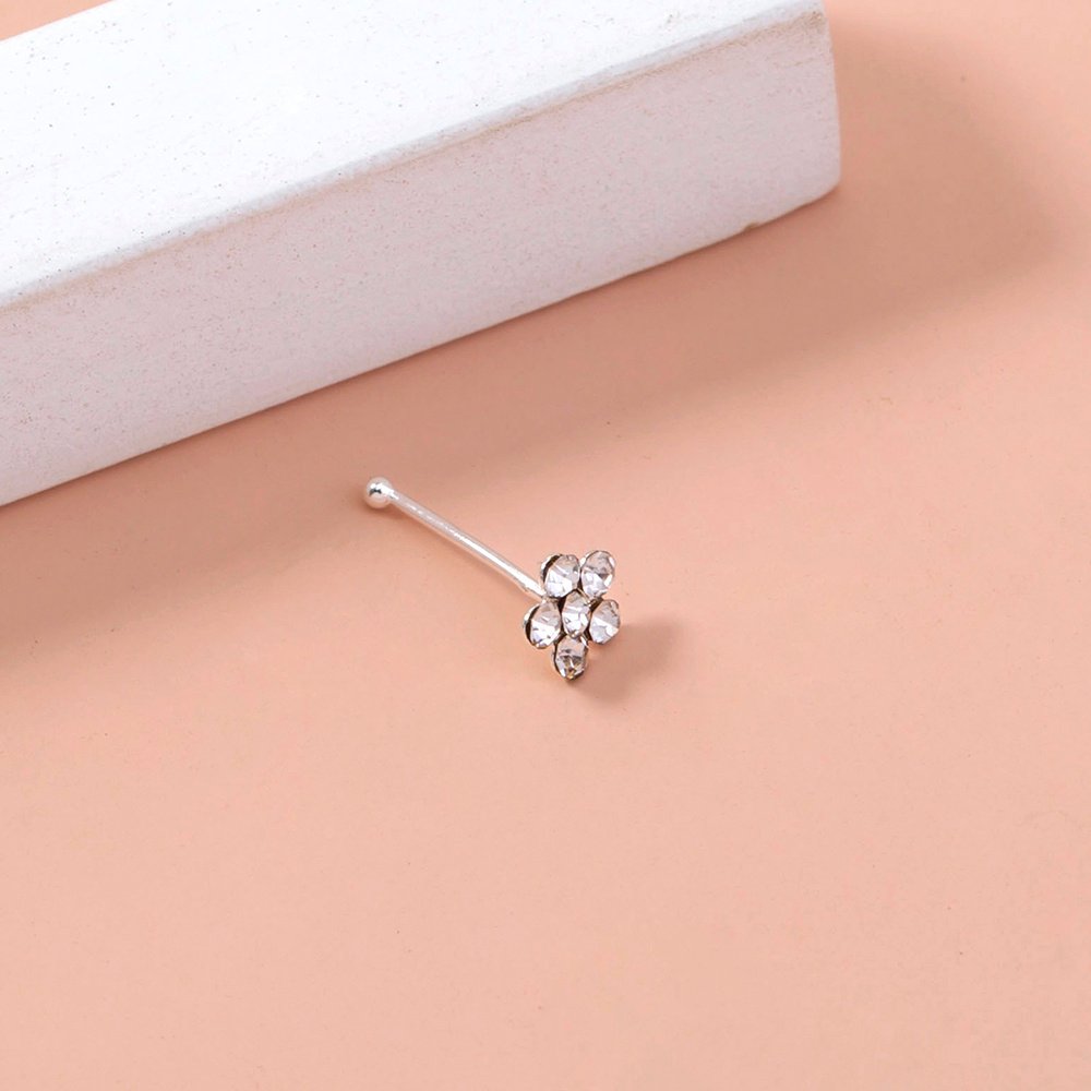 20/set of classic diamond studded white piercing nose ring studs set - Image 6