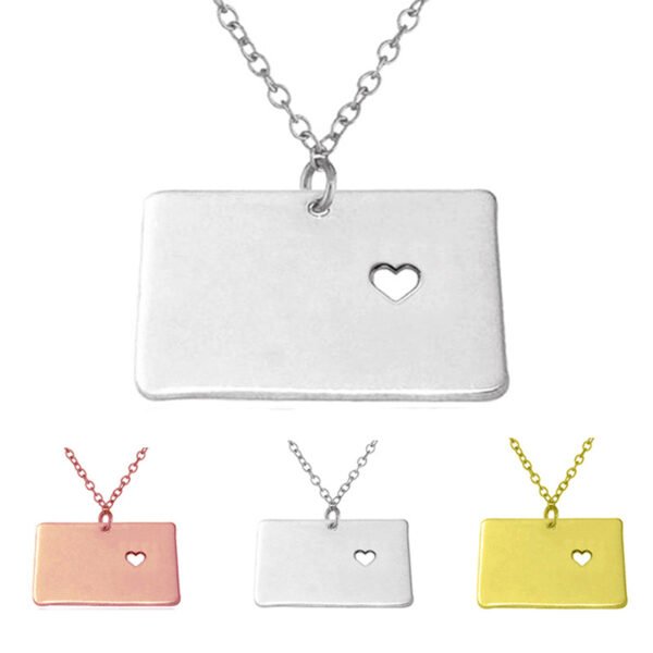 USA Wyoming State Map Stainless Steel Necklace - Image 4