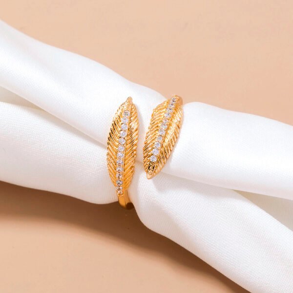 Zircon-inlaid Feather Opening Simple Micro-inlaid Zircon Ring Female Accessories - Image 5