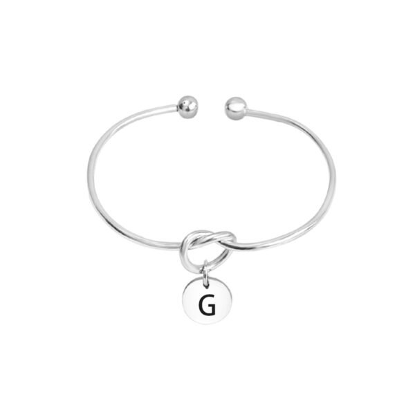 Trendy Round Stainless Steel English Letter Pendant Knot Bracelet Bangle - Image 9