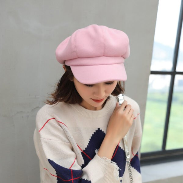 Woolen Octagonal Hat Young Woman Painter Peaked Beret - Image 5