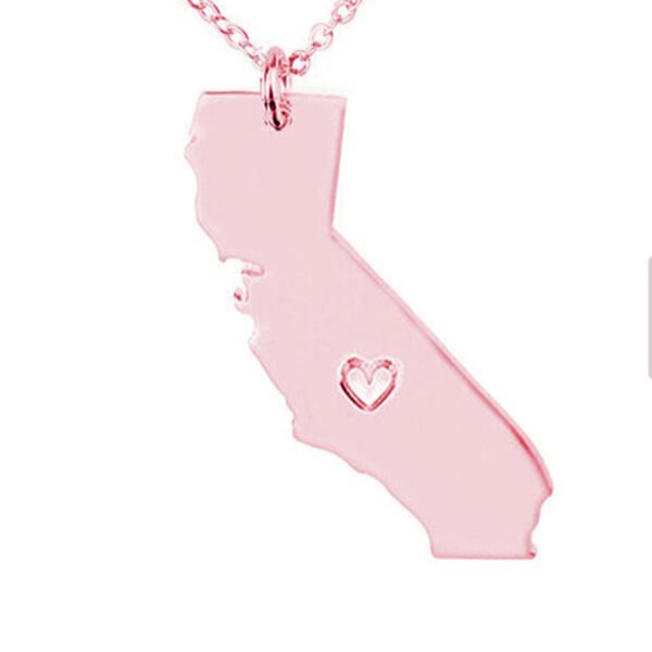 USA California State Map Stainless Steel Necklace - Image 3