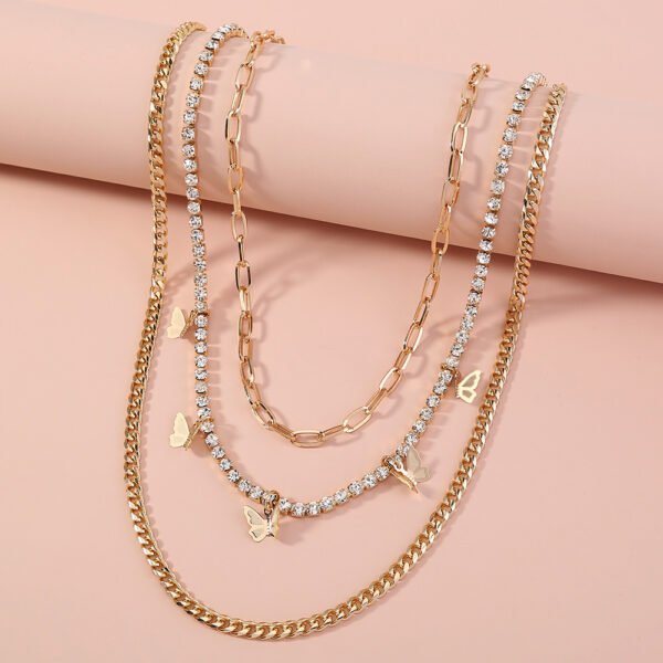 Butterfly diamond-studded multi-layer necklace - Image 2