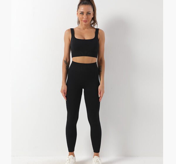 2pcs Thread Yoga Suit Seamless Bra And Butt Lifting High Waist Leggings Set For Women Sports Fitness Yoga Pants Sportswear Outfits Clothing - Image 5