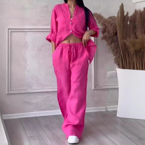Women's Wide-leg Pants Lace-up Two-piece Suit - Image 4