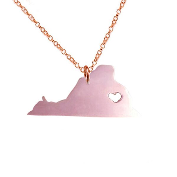 USA Virginia State Map Stainless Steel Pendant Necklace - Image 3