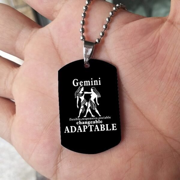 12 Constellation Black Stainless Steel Pendant Dog Army Tag Necklace - Image 5