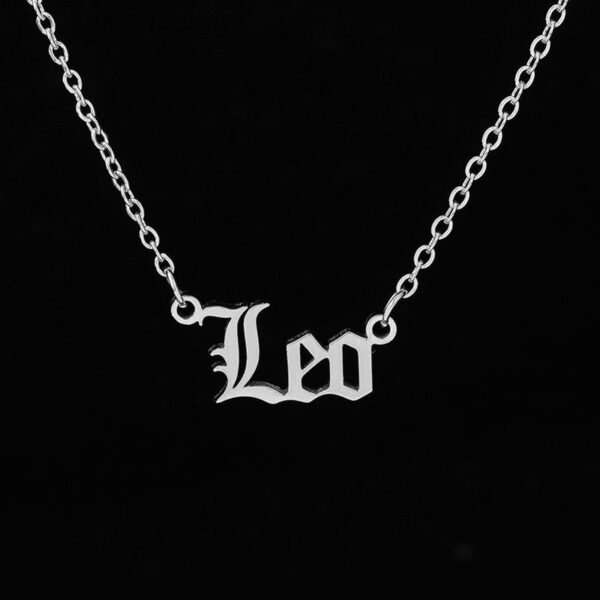 12 Constellation Letter Stainless Steel Pendant Silver Chain Necklace - Image 6