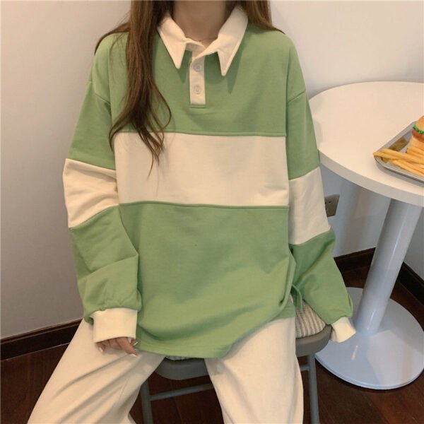 Women's Sweater Design Sense Stitching Printing Korean Loose Mid-length Coat - Image 3