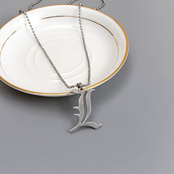 Death Note L Lawliet Stainless Steel Necklace Old English Letter Pendant Jewelry - Image 7