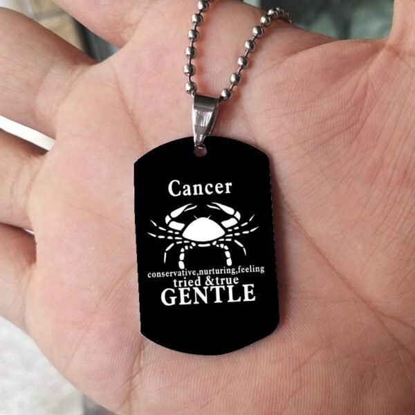 12 Constellation Black Stainless Steel Pendant Dog Army Tag Necklace - Image 3