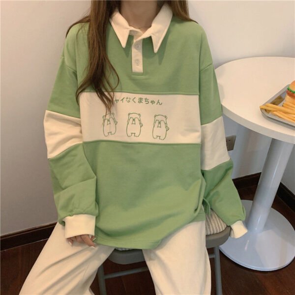 Women's Sweater Design Sense Stitching Printing Korean Loose Mid-length Coat - Image 2