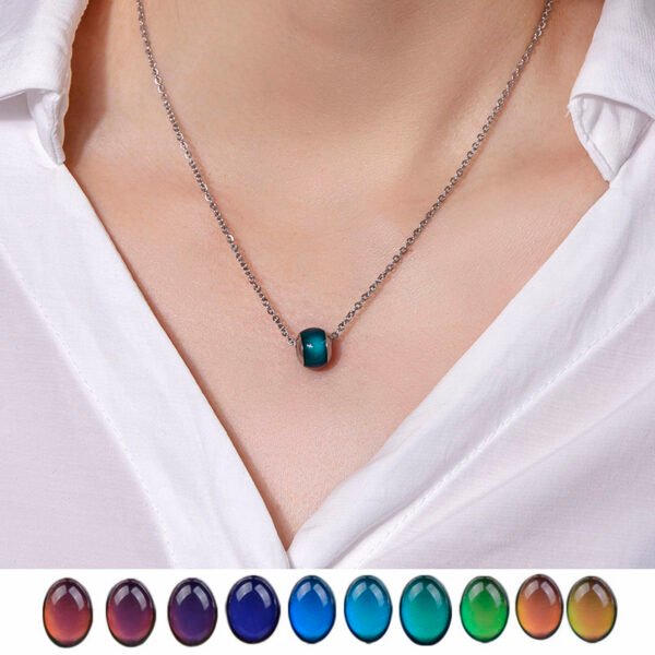 Mood Necklace Color Change Emotion Feeling Temperature Control Water Drop Tears Pendant Stainless Steel Chain Necklaces - Image 2