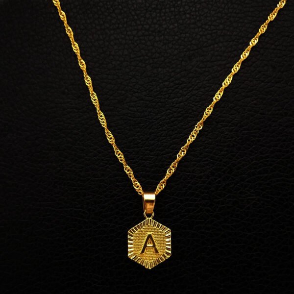 Initial Letter Hexagon Pendant Necklace For Women Jewelry - Image 7