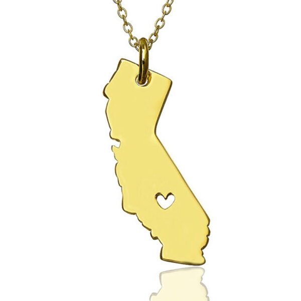 USA California State Map Stainless Steel Necklace - Image 2