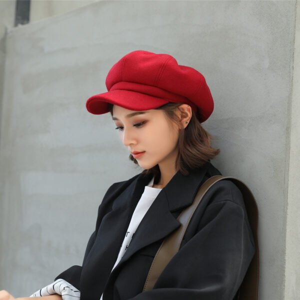 Woolen Octagonal Hat Young Woman Painter Peaked Beret - Image 6