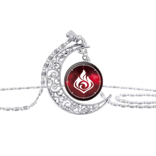 Vintage Hollow Moon Pendant Necklace Genshin Impact Eye of God Weapon Props Dome Glass Necklaces For Women - Image 4