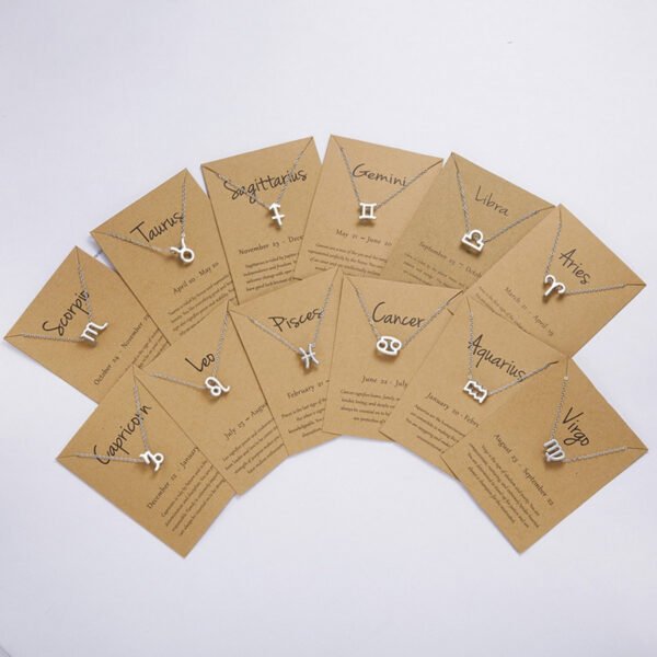 12 Zodiac Sign Necklaces With Gift Card Constellations Pendant Necklace Jewelry - Image 4