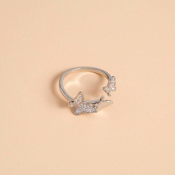 Butterfly Sparkly Zircon Open Adjustable Ring - Image 4