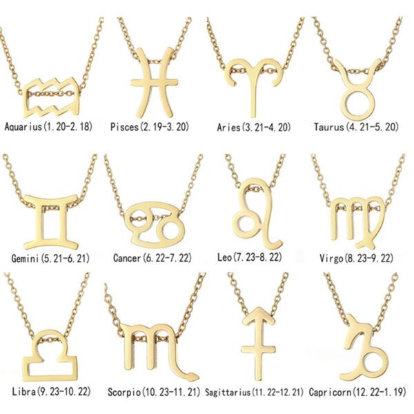 12 Constellation Zodiac Sign Necklaces Chokers For Women Girls - Image 5